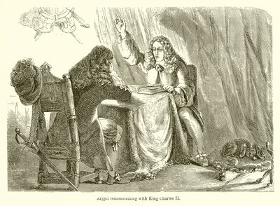 Argyll, Kral II. Charles ile tartışıyor by English School