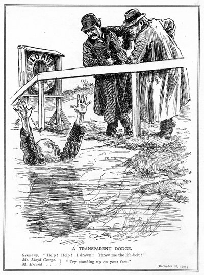 Aristide Briand ve Lloyd George boğulan Almanya ile alay ediyor, Aralık 1921 by English School