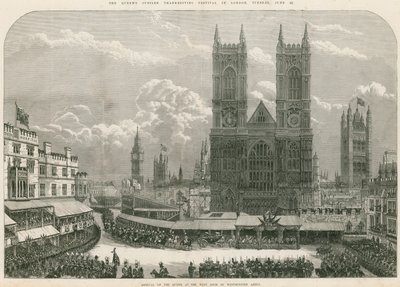 Kraliçe Victoria'nın Westminster Abbey'in batı kapısına gelişi by English School