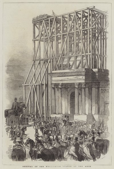 Wellington Heykelinin Kemere Gelişi (gravür) by English School