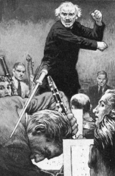 Arturo Toscanini, sopasını rahatsız edici bir oyuncuya fırlatıyor (lito) by English School