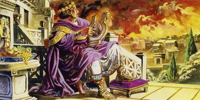 Roma yanarken Nero balkonunda oturmuş bir şiir besteliyor. by English School