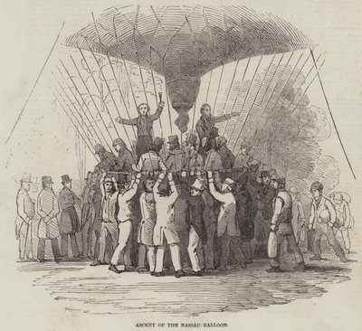 Nassau Balonunun Yükselişi (gravür) by English School