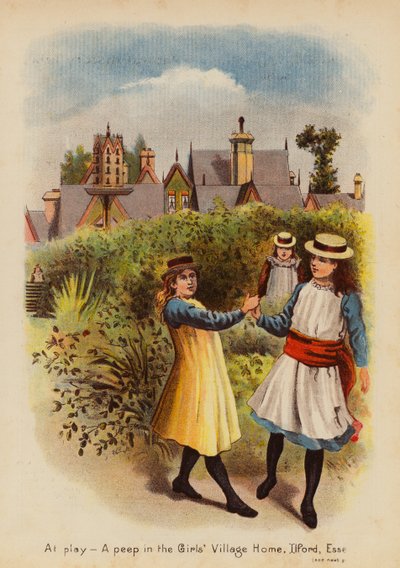 Oyunda, Kızlar Köy Evinde bir gözetleme, Ilford, Essex (renkli taş baskı) by English School