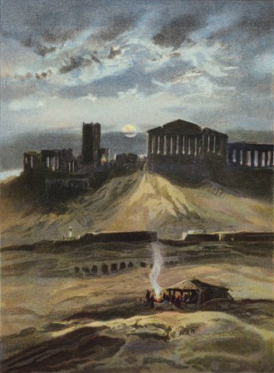 Ay ışığında Atina (renkli taş) by English School