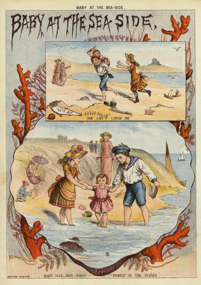 Deniz kenarındaki bebek (chromolitho) by English School