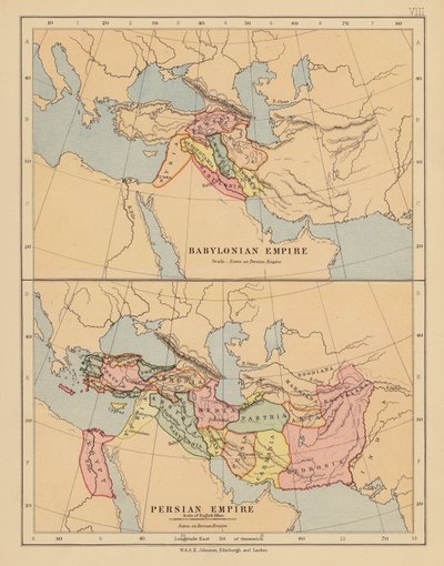Babil İmparatorluğu; Pers İmparatorluğu (renkli taş baskı) by English School