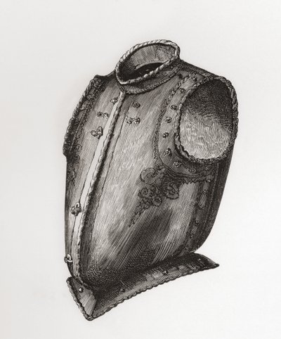 The British Army: Its Origins, Progress and Equipment, yayın tarihi 1868'den Yelek Zırhı olarak bilinen, önden açılan sırt ve göğüs zırhı, c.1580. by English School
