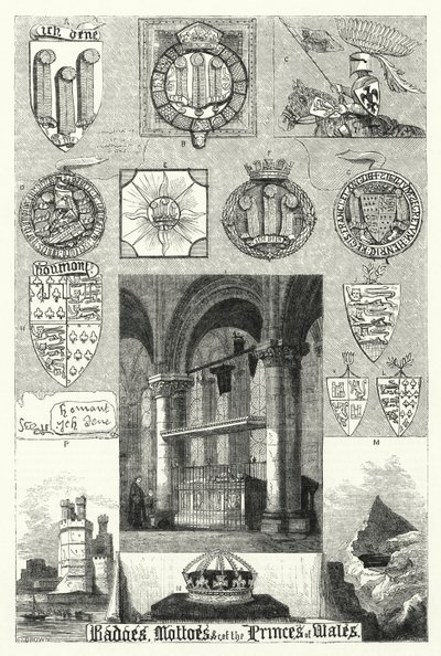 Galler Prenslerinin Rozetleri, Mottoları vb. (gravür) by English School