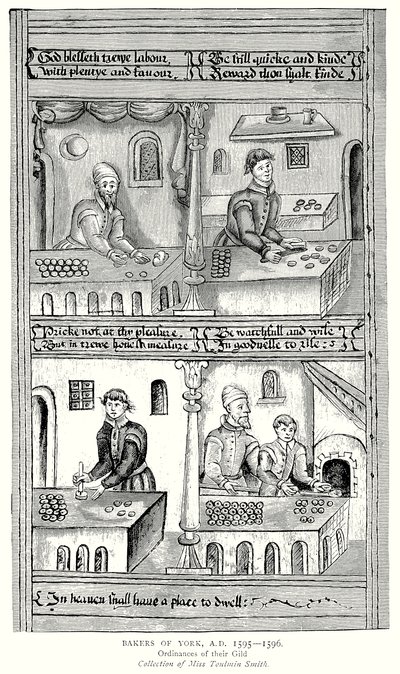 York Fırıncıları, MS 1595-1596. Loncalarının Yönetmelikleri (gravür) by English School
