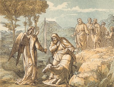Balam ve Melek (renkli gravür) by English School
