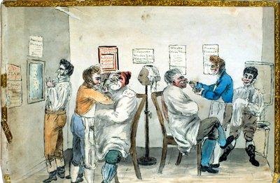 Berber Dükkanı (kağıt üzerine sulu boya) by English School