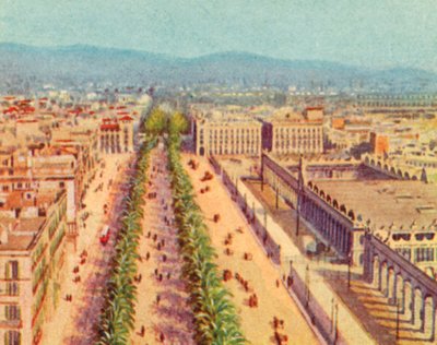Barselona, Rambla (renkli taşbaskı) by English School