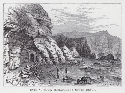 Yıkanma Koyu, Ilfracombe, Kuzey Devon (gravür) by English School