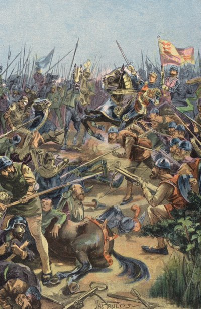 Agincourt Savaşı (renkli taş baskı) by English School