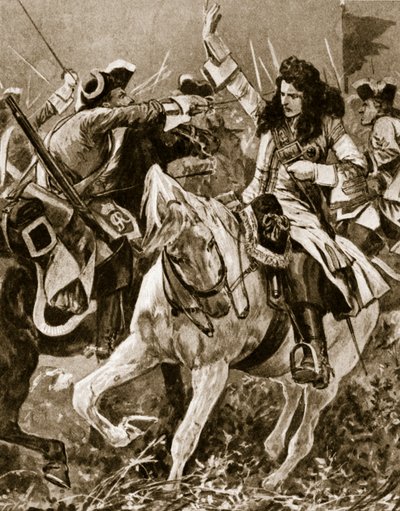 Malplaquet Muharebesi, 11 Eylül 1709: İspanyol Veraset Savaşı sırasında Chevalier St. George yaralandı; by English School