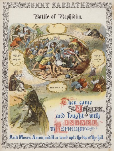 Rephidim Savaşı (renkli gravür) by English School