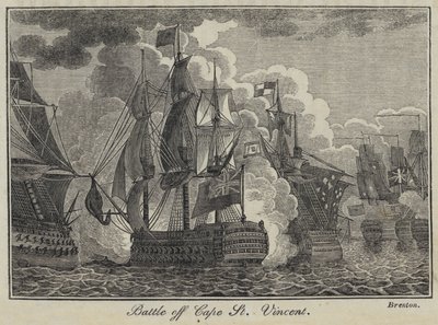 Cape St Vincent açıklarında savaş (gravür) by English School