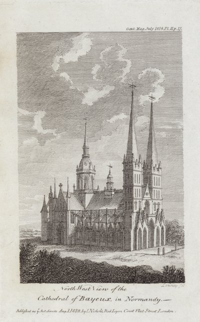 Bayeux Katedrali, Normandiya, 1819 by English School