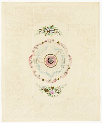 Be Thine, c.1830 (dantel bordürlü renkli baskılı sevgililer günü) by English School