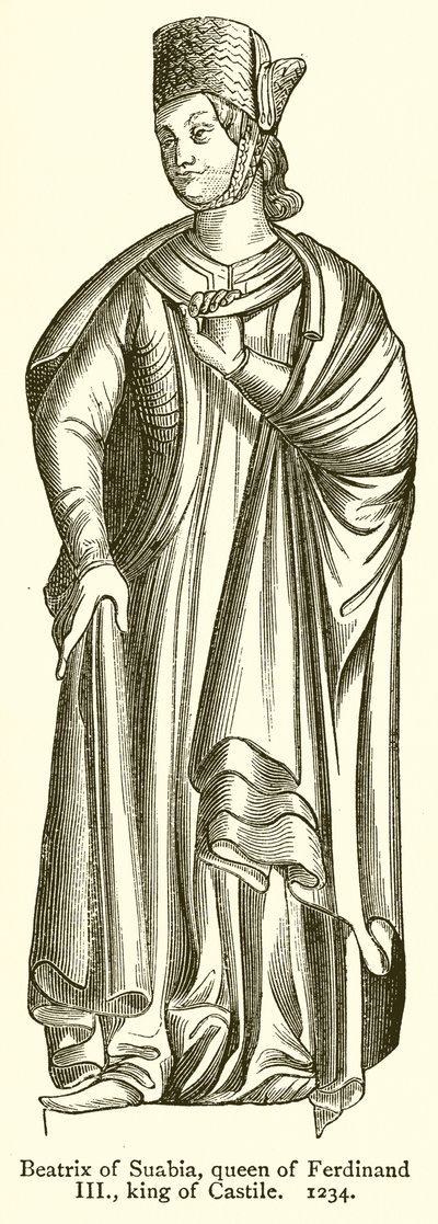 Suabia Beatrix, Ferdinand III Kraliçesi, Kastilya Kralı. 1234 by English School