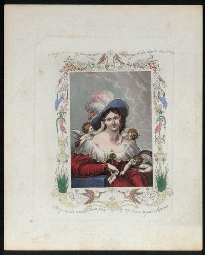 Perilerle çevrili güzel bir kadın (renkli taş) by English School