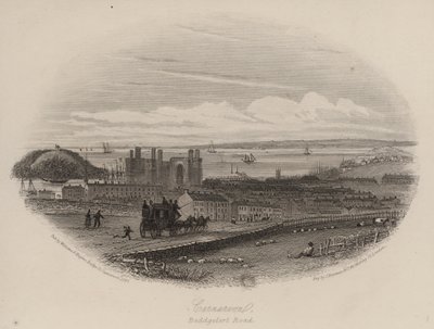 Beddgelert Yolu, Caernarfon, Kuzey Galler (gravür) by English School