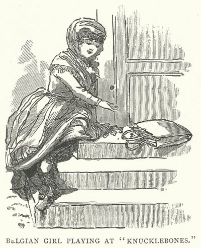 "Knucklebones "da Oynayan Belçikalı Kız (gravür) by English School