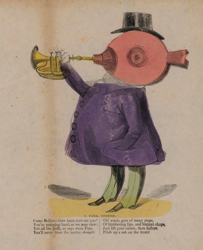Korna üfleyen körükler (renkli gravür) by English School