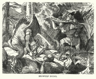 Beowulf ölüyor (gravür) by English School