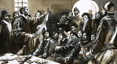 Bernard Palissy, doğa tarihi üzerine halka açık bir konferans veriyor (kağıt üzerine guaj boya) by English School