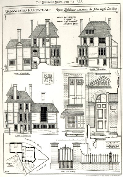Bijou Residence Sunnycote, Hampstead, John Ingle Lee Esq için (stüdyo ile), The Building News