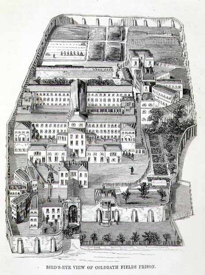 Coldbath Fields Hapishanesinin Kuş Bakışı Görünümü, Henry Mayhew (1812-87) ve John Binny