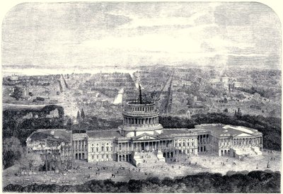Ön planda yapım aşamasında olan Capitol ile Washington Şehri 1861