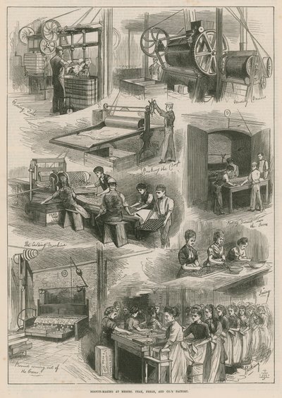 Messrs Peak, Frean and Co.s fabrikasında bisküvi yapımı by English School