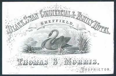 Black Swan Ticari ve Aile Oteli, Sheffield, ticari kart by English School