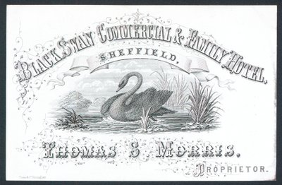 Black Swan Ticari ve Aile Oteli, Sheffield, ticari kart by English School