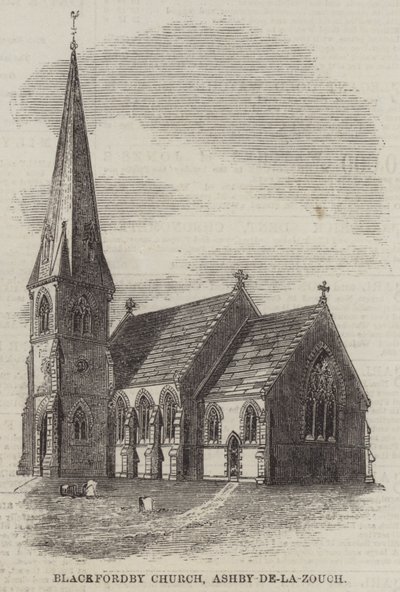 Blackfordby Kilisesi, Ashby-de-la-Zouch (gravür) by English School