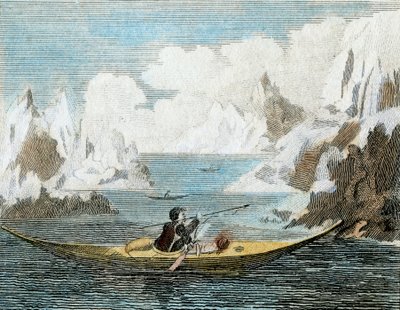 Grönlandlı Bir Adamın Teknesi, 1779 civarı (gravür) by English School