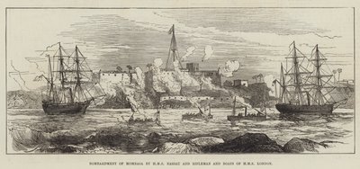 Mombasa'nın HMS Nassau ve Rifleman ve HMS London Boats tarafından bombardımanı (gravür) by English School