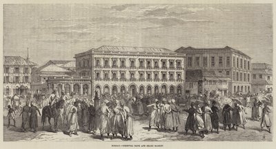 Bombay, Oriental Bank ve Hisse Senedi Piyasası (gravür) by English School
