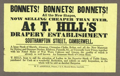 Bonnet! Bonnet! Bonnet! T Hills, Southampton Street, Camberwell, Londra by English School