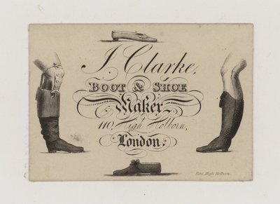 Boot and Shoemaker, J Clarke, ticari kart by English School
