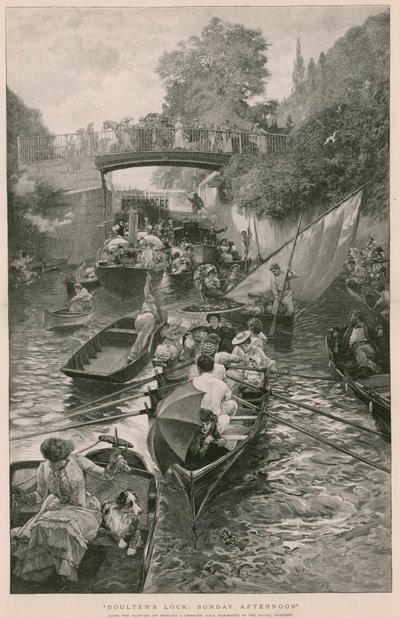 Boulters Lock: Sunday Afternoon, Edward J Gregory'nin bir tablosundan by English School