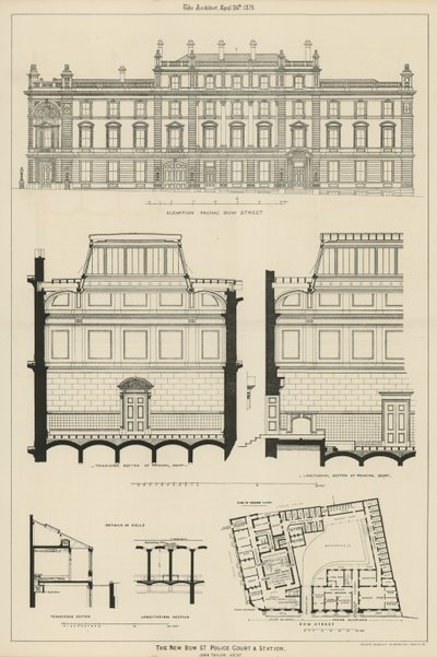 Bow Street Polis Mahkemesi ve istasyonu by English School