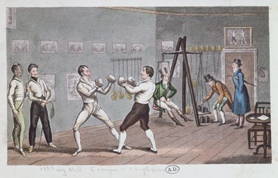 İngiltere'de boks, 1823 (renkli gravür) by English School