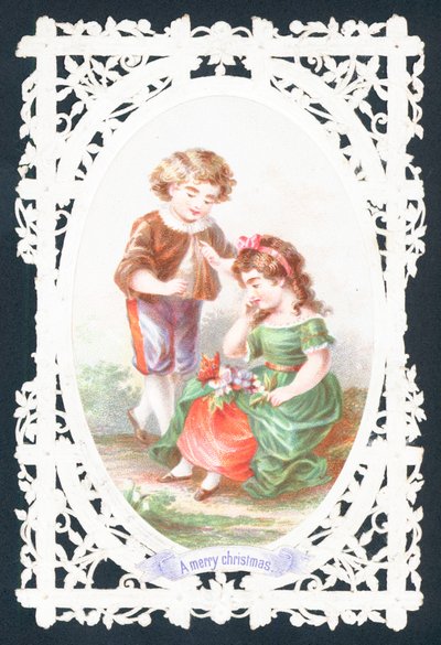 Utangaç kızla konuşan çocuk, Noel kartı by English School