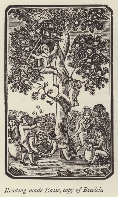 Elma toplayan çocuklar (gravür) by English School