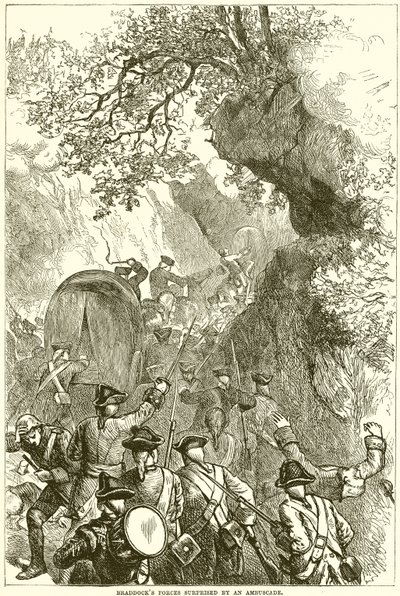 Braddocks Kuvvetleri bir Ambuscade tarafından şaşırttı by English School