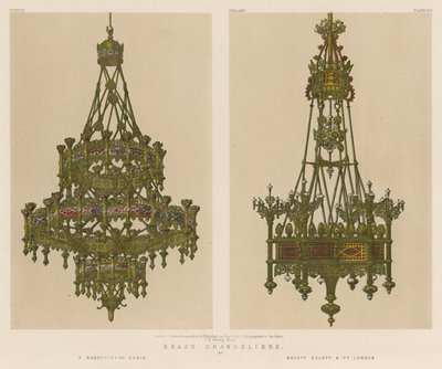 Pirinç Avizeler, F Barbedienne, Paris, Messrs Hulett and Co, Londra by English School